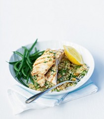 Griddled chicken with lemony barley couscous