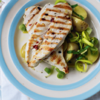 Griddled chicken with lemony new potatoes