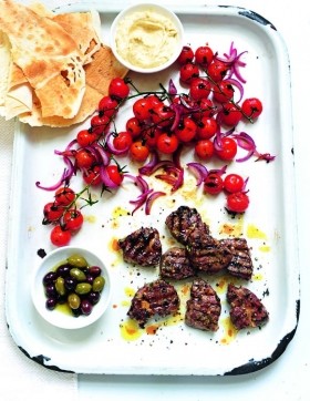 Griddled lamb and cherry vine tomatoes