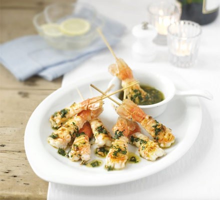 Griddled langoustines with hazelnut butter 