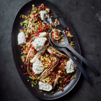 Griddled red chicory salad with pomegranate dressing