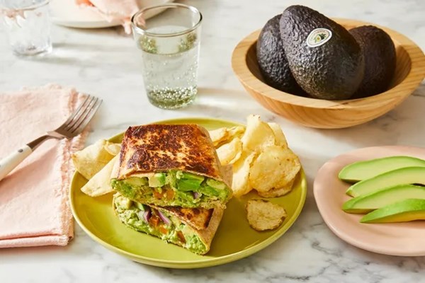 Griddled tuna-avocado wrap