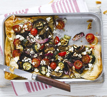 Griddled vegetable & feta tart