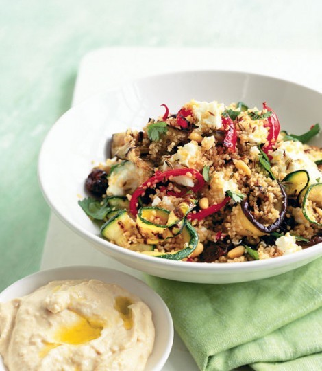 Griddled vegetables and feta couscous
