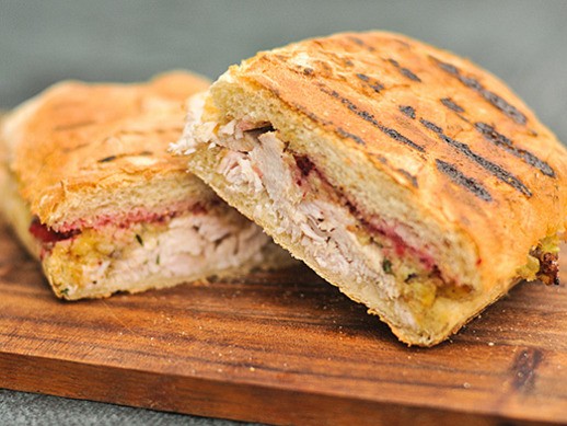 Grill-pressed Thanksgiving leftover panini