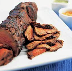 Grill-roasted beef tenderloin