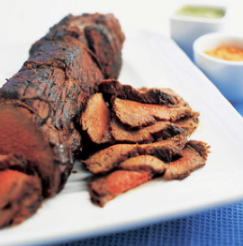 Grill-roasted beef tenderloin