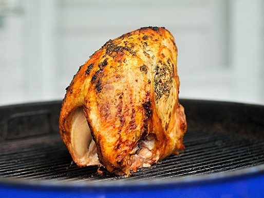 Grill-roasted herb-rubbed turkey breasts