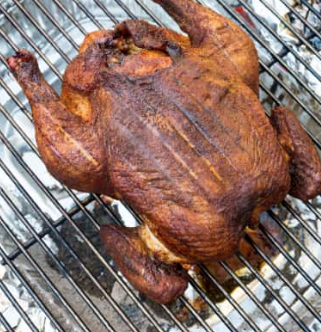 Grill-roasted whole chicken