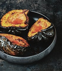 Grilled acorn squash with smoky maple butter