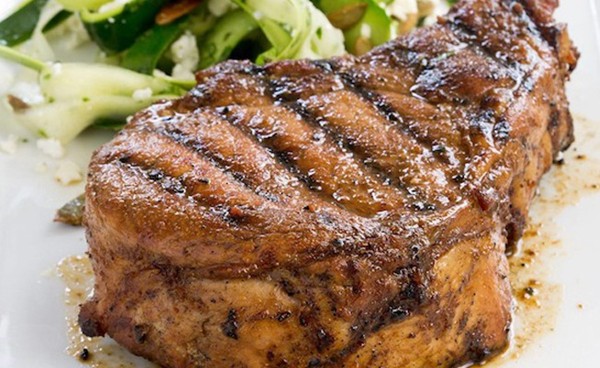 Grilled ancho-rubbed pork chops