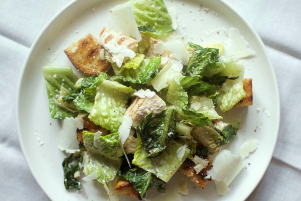 Grilled and chopped chicken Caesar salad