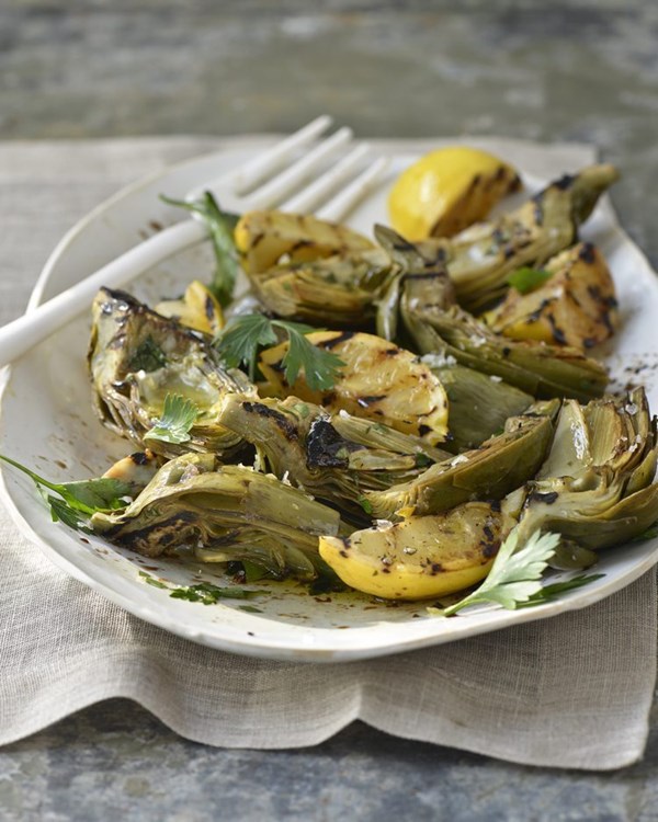 Grilled and smothered artichokes
