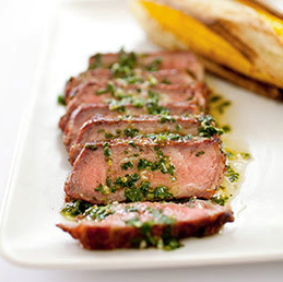 Grilled Argentine steaks with chimichurri sauce