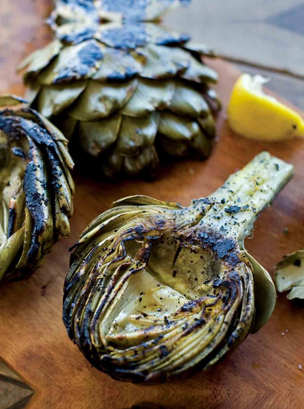 Grilled artichokes
