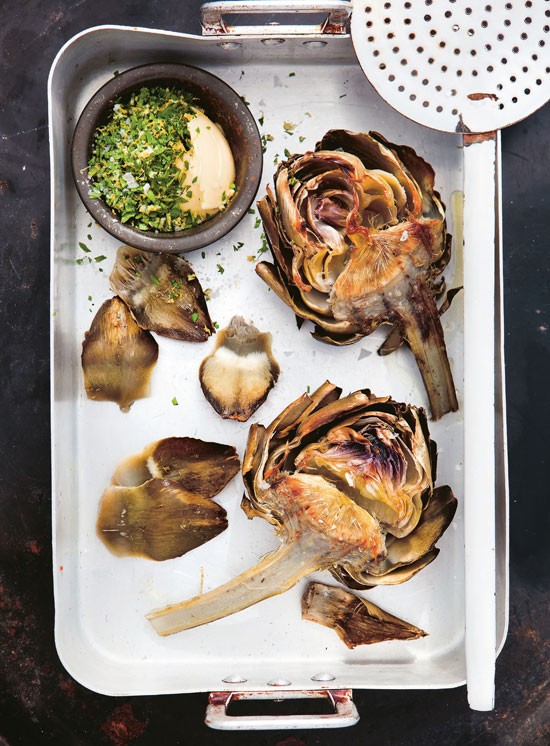 Grilled artichokes with gremolata