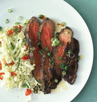 Grilled Asian flank steak with sweet slaw