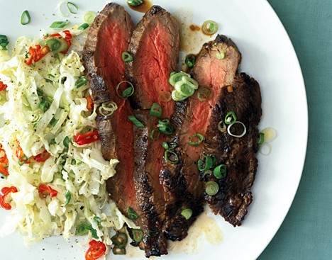 Grilled Asian flank steak with sweet slaw