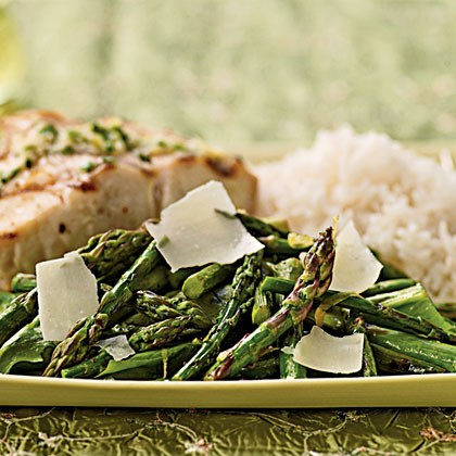 Grilled asparagus and arugula salad with lemon-truffle dressing