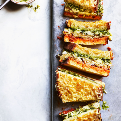 Grilled aubergine & mozzarella sandwich