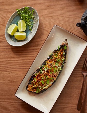 Grilled aubergine