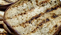 Grilled aubergine, creamed feta