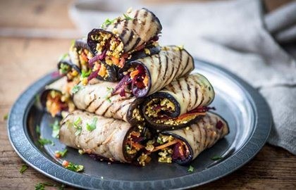 Grilled aubergine rolls