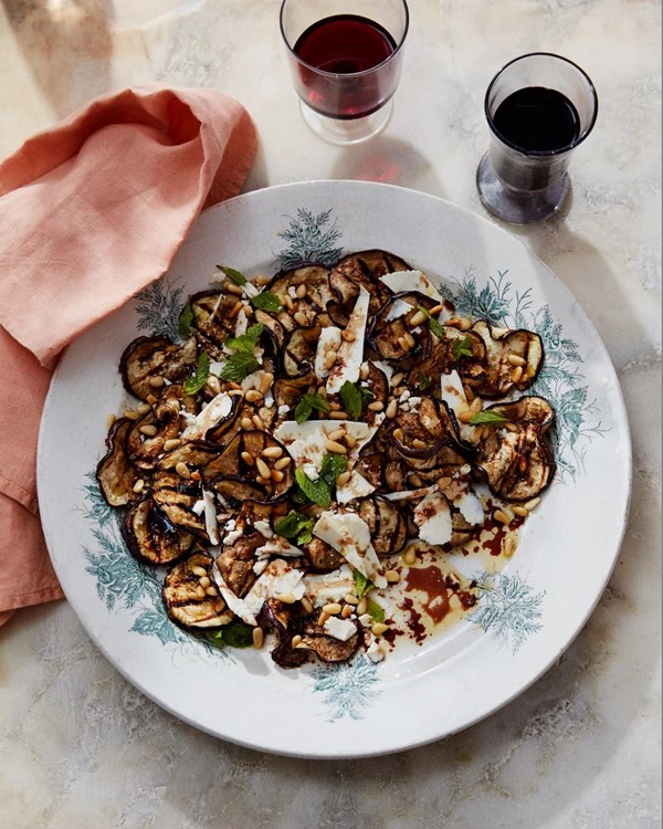 Grilled aubergines, sapa, ricotta salata and mint (Melanzane grigliate, sapa, ricotta salata e menta)