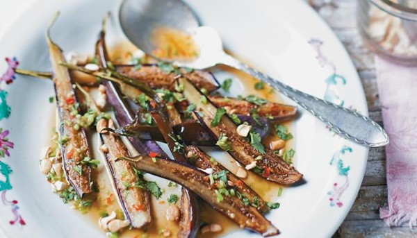 Grilled aubergines with nuoc cham