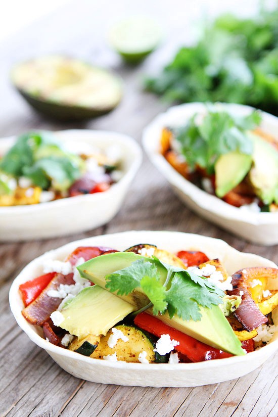 Grilled avocado and vegetable tacos