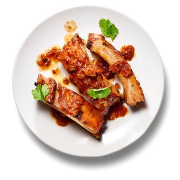 Grilled baby back ribs with charred salsa roja