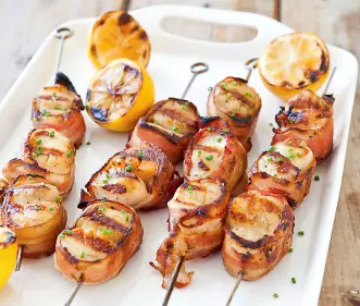 Grilled bacon-wrapped scallops