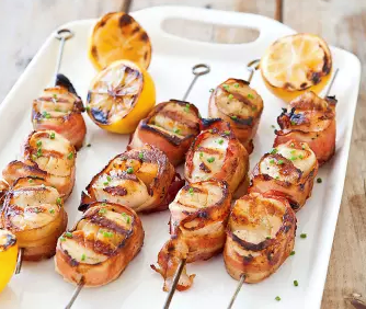 Grilled bacon-wrapped scallops
