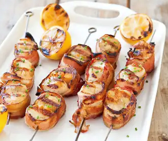 Grilled bacon-wrapped scallops