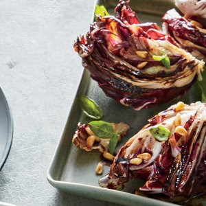 Grilled balsamic radicchio with pine nuts