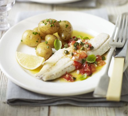 Grilled bass with sauce vierge