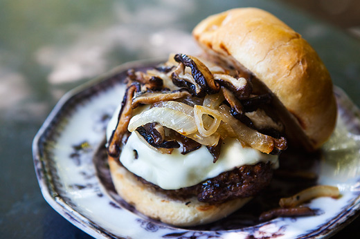 Grilled beef and mushroom burger