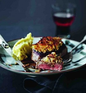 Grilled beef fillet with wasabi crumbs