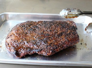 Grilled beef flank steak “pastrami”