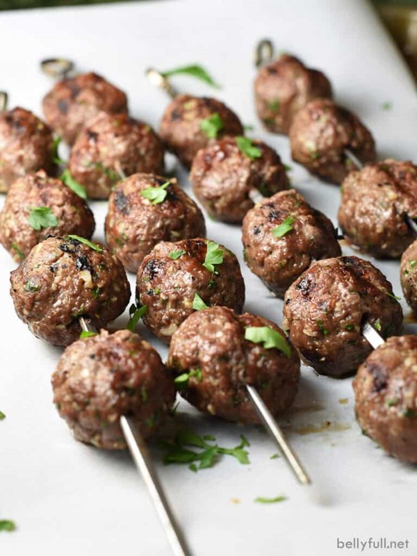 Grilled beef kofta meatballs