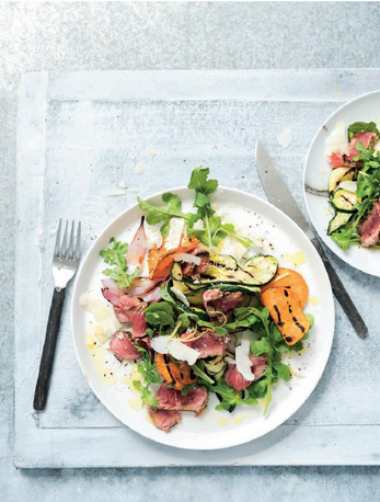 Grilled beef, sweet potato and rocket salad