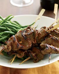 Grilled beef-tenderloin skewers with red-miso glaze