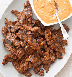 Grilled beef with peanut sauce