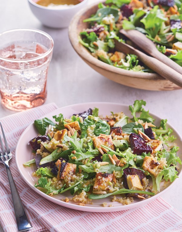 Grilled beet & tofu salad with quinoa