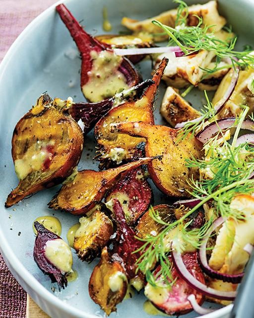 Grilled beets with Havarti & mustard vinaigrette