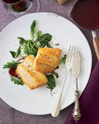 Grilled black cod with red wine-miso butter sauce
