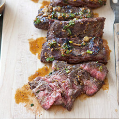 Grilled black pepper-honey marinated skirt steak