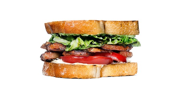 Grilled BLT with pickled tomatoes and avocado spread