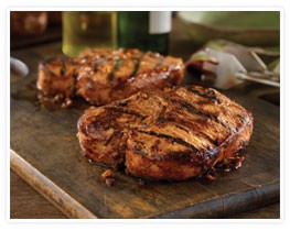 Grilled bone-in pork chops with Hawaiian marinade