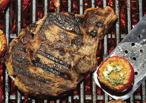 Grilled bone-in rib-eye steaks
